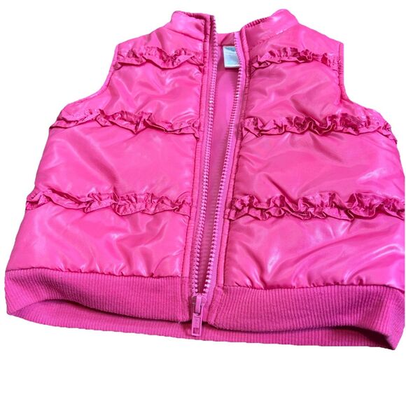 Kids Play Baby Girls Puffer Vest Jacket Full Zip Up Pink Ruffle accent 6-9 Month - Picture 6 of 10